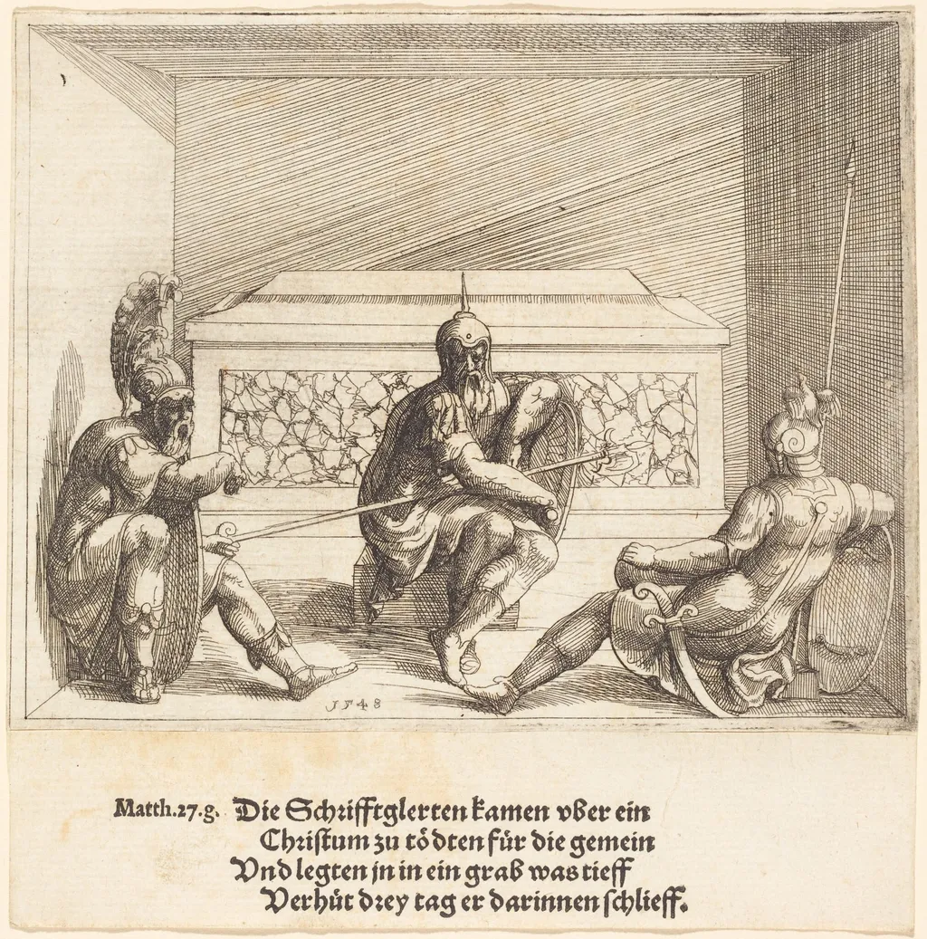 Christ in the Tomb, by Augustin Hirschvogel, ink, 1548