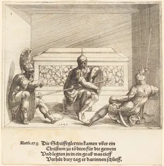 Christ in the Tomb, by Augustin Hirschvogel, ink, 1548