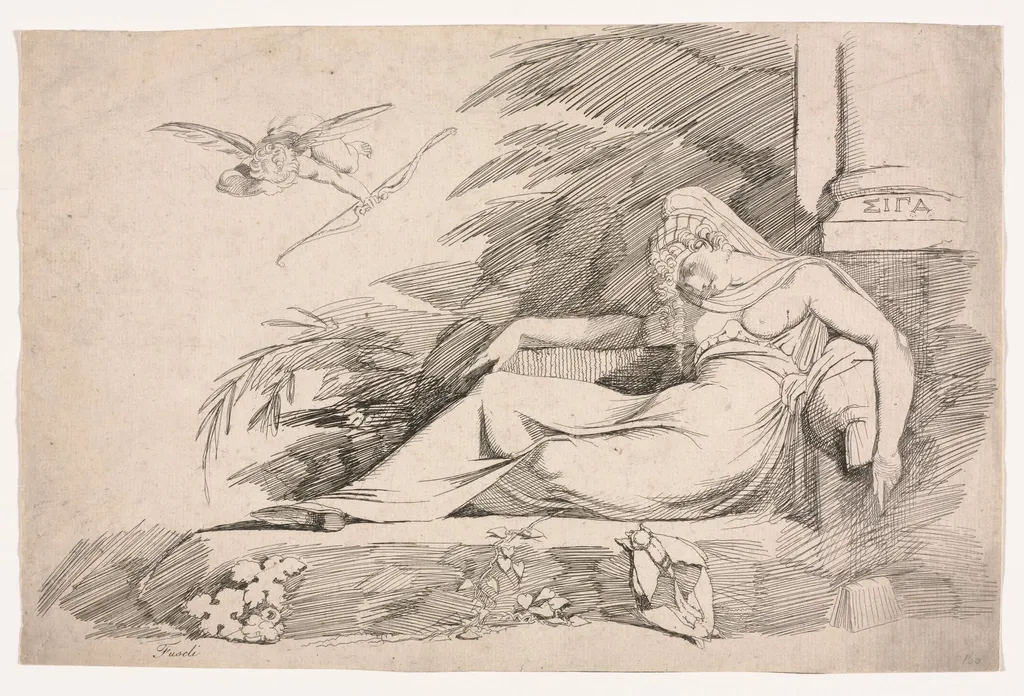Sleeping Woman with a Cupid, by Henry Fuseli, 1785