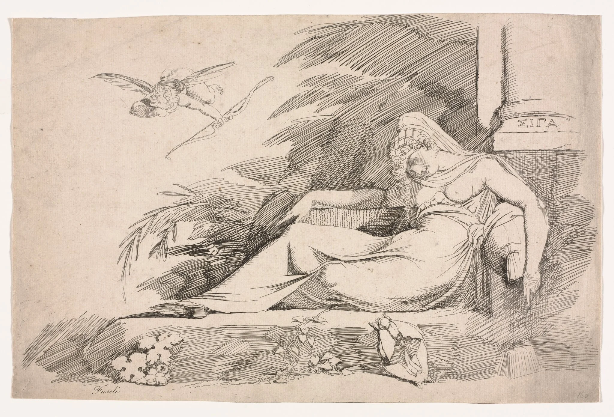Sleeping Woman with a Cupid, detail