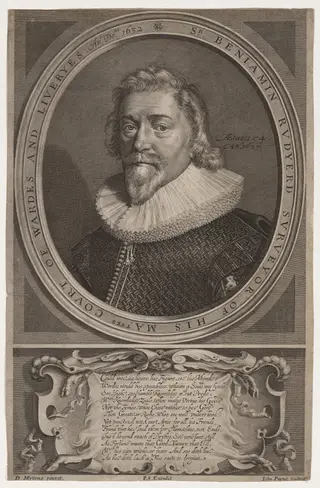 Sir Benjamin Rudyerd, by John Payne, ink, 1627