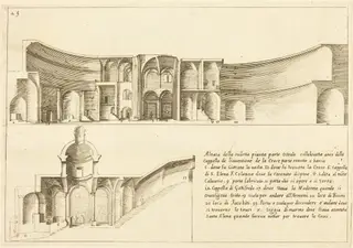 Elevation of the Chapel of the Invention of the Cross, by Jacques Callot, ink, 1619