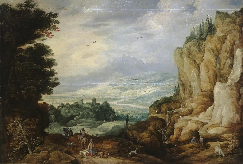Rock Landscape with a Waterfall, by Joos de Momper the Younger, oil, 1610