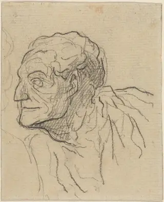 Study of a Man, by Honoré Daumier, chalk, 1844