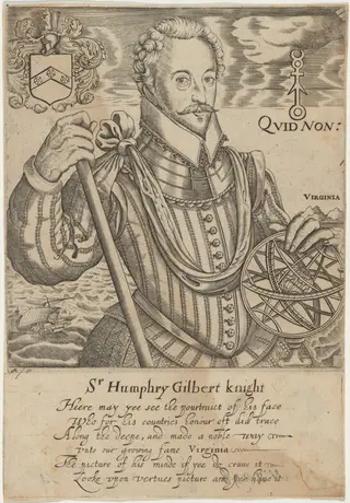 Sir Humphrey Gilbert, by Robert Boissard, ink