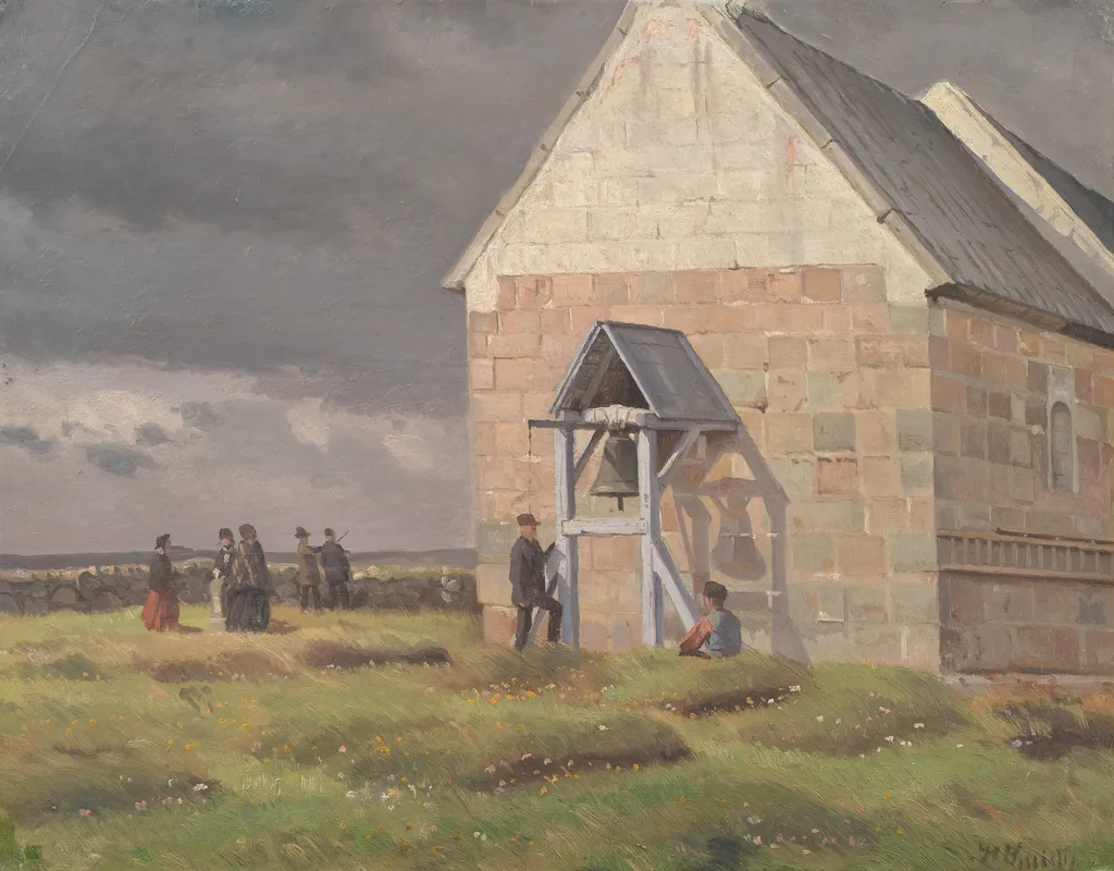 Nørre Vium Kirke. Optrækkende uvejr, by Hans Smidth, oil, 1898