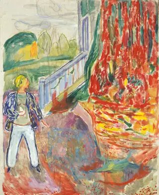 Woman by the veranda Steps, by Edvard Munch, oil, 1942