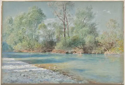 Traunstein River on the Road to Empfig, Bavaria, by William Stanley Haseltine, 1894