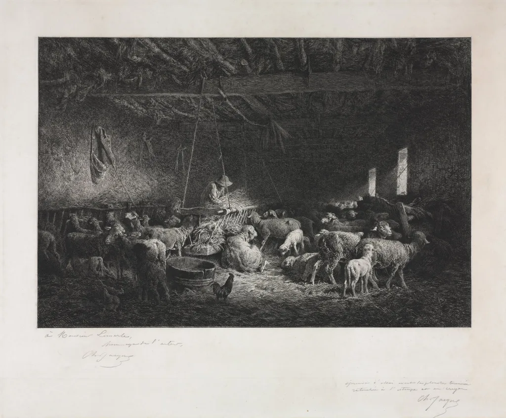 Stable, by Charles Jacque, 1859
