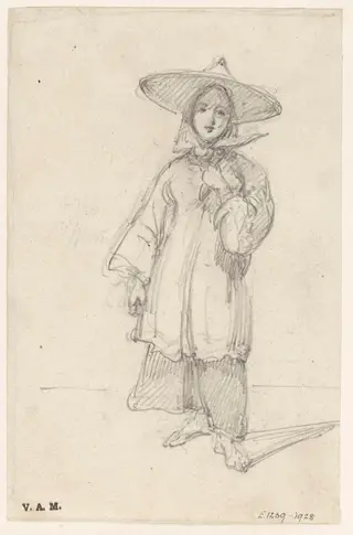 A standing boatwoman, by George Chinnery, 19