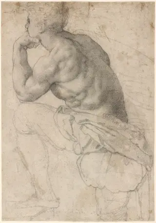 A Pearl Diver, by Alessandro Allori, chalk, 1570
