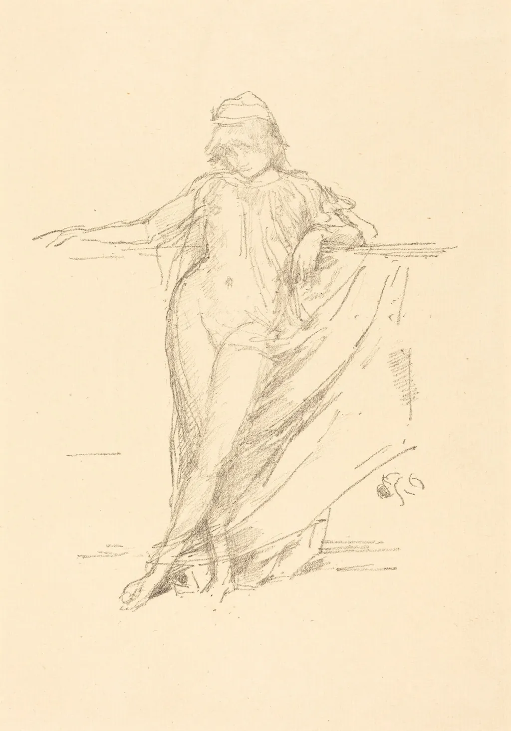 Little Draped Figure, Leaning, by James McNeill Whistler, ink, 1893
