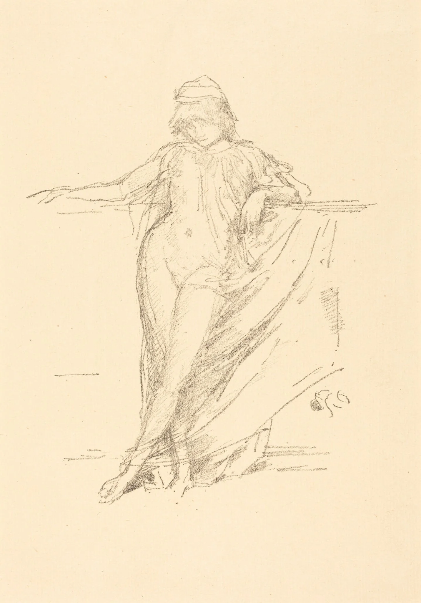 Little Draped Figure, Leaning, detail