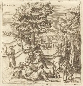 The Good Samaritan, by Léonard Gaultier, ink, 1578