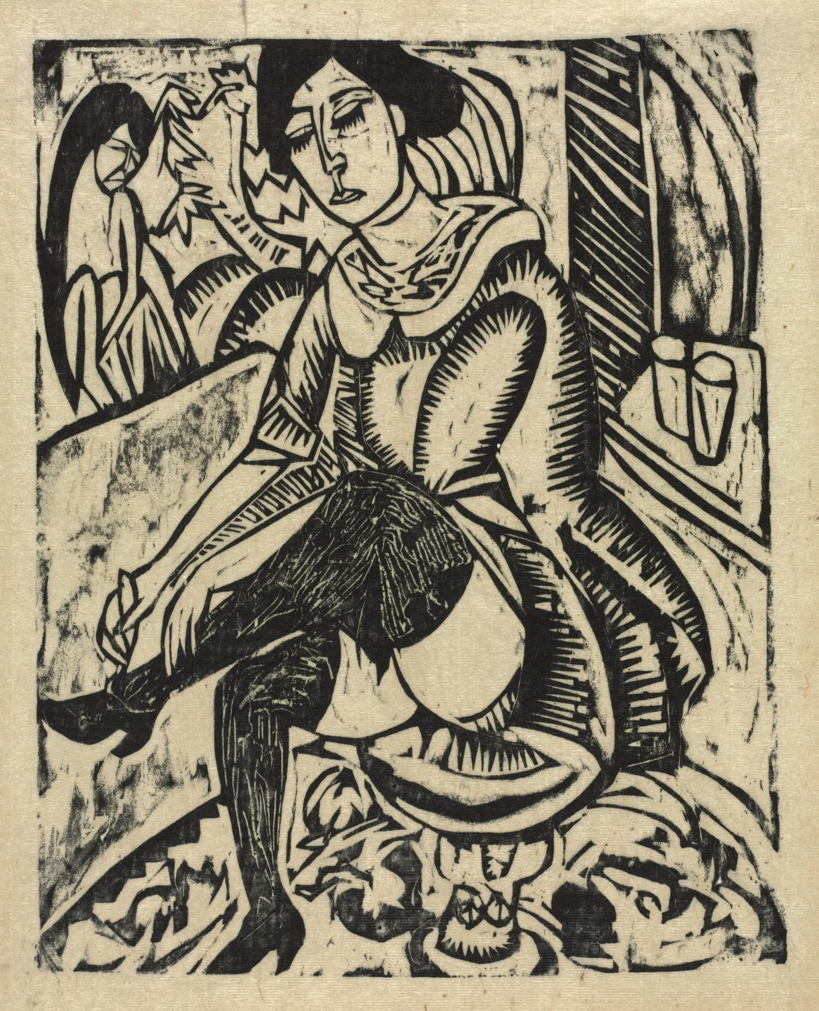 Woman Putting on Her Shoes, detail