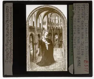 Jan Gossaert (naar Jan van Eyck). De Maagd in de kerk Portret van Antonio Siciliano met zijn patroonheilige, by Jan Gossaert, unspecified, 1512