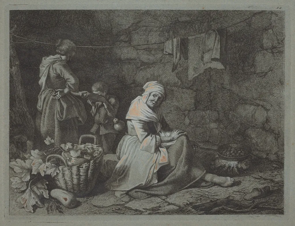 Interior of a House, by Francesco Londonio, gouache, 1763