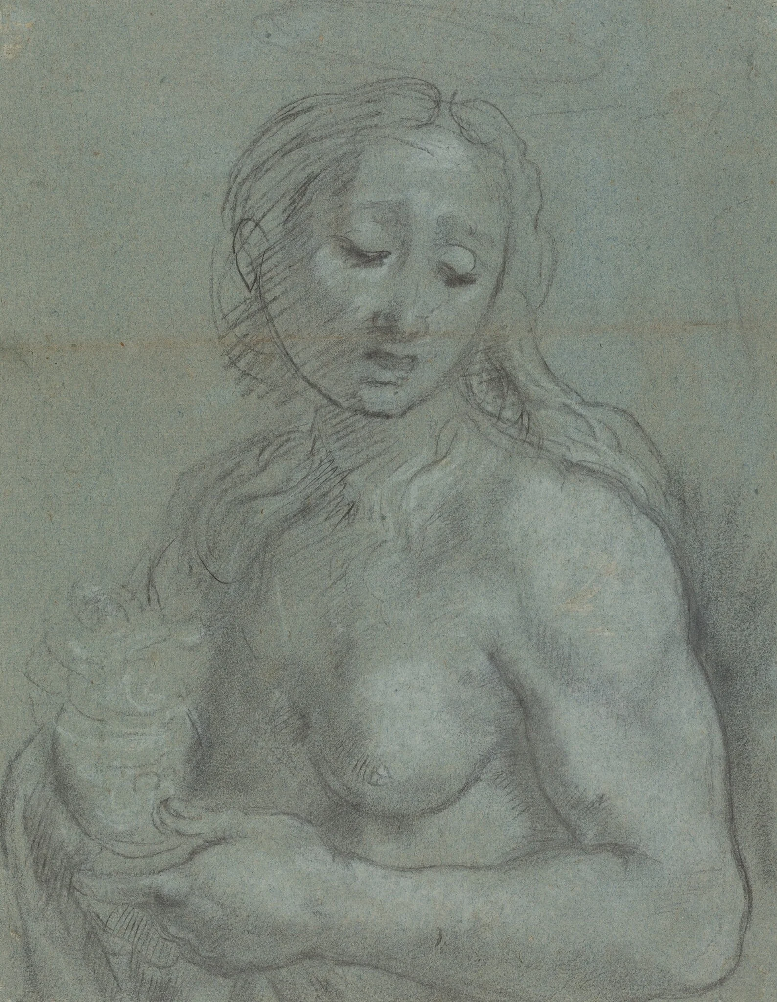 Half-Length of Mary Magdalene [verso], detail