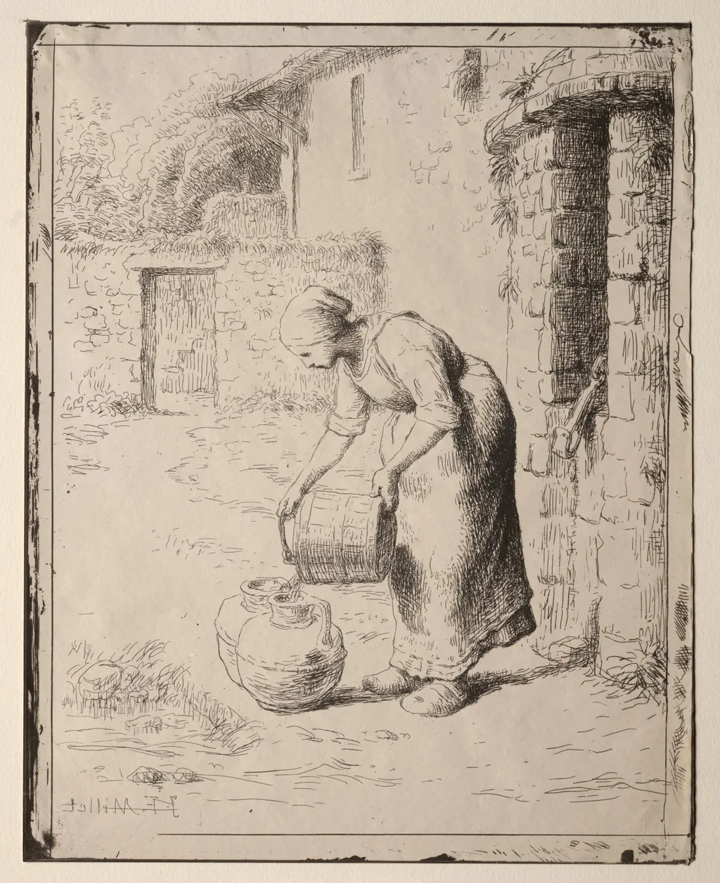A Woman Emptying a Bucket, by Jean François Millet, 1862
