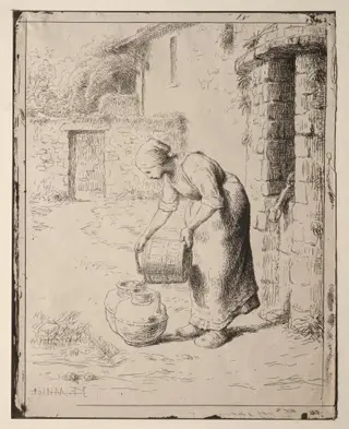 A Woman Emptying a Bucket, by Jean François Millet, 1862