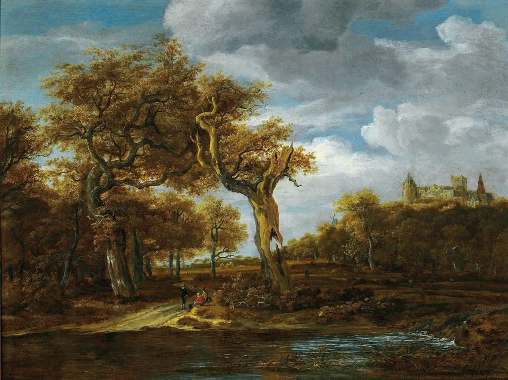 Wooded Landscape with the Castle of Bentheim, by Meindert Hobbema, oil, 1655