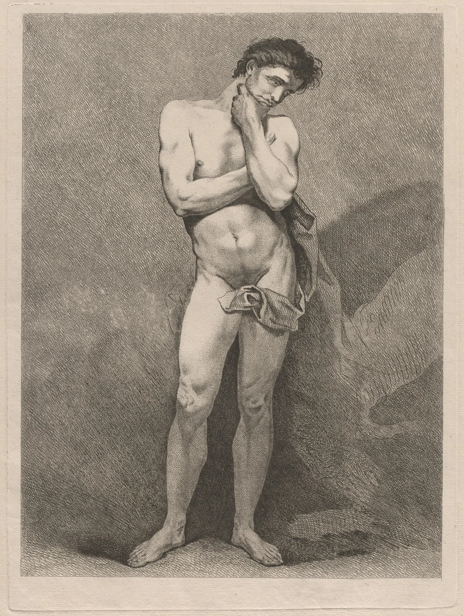 Standing Man in Pensive Pose, detail