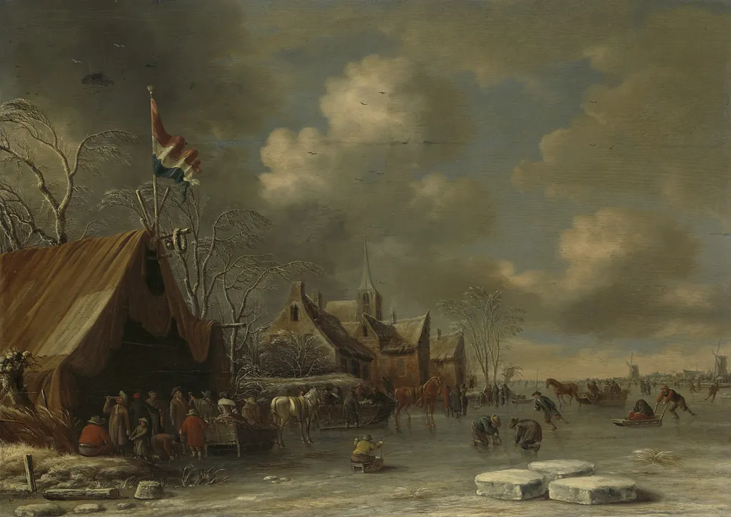 Enjoying the ice, by Thomas Heeremans, oil, 1689