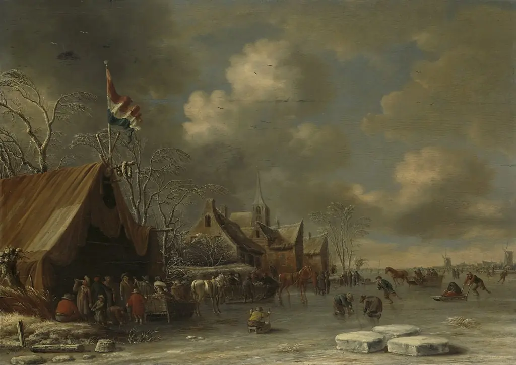 Enjoying the ice, by Thomas Heeremans, oil, 1689