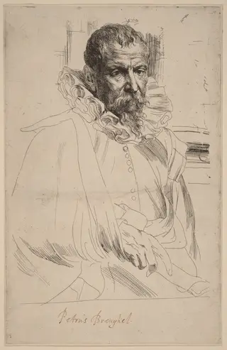 Pieter Bruegel the Younger, by Anthony van Dyck, ink, 1634