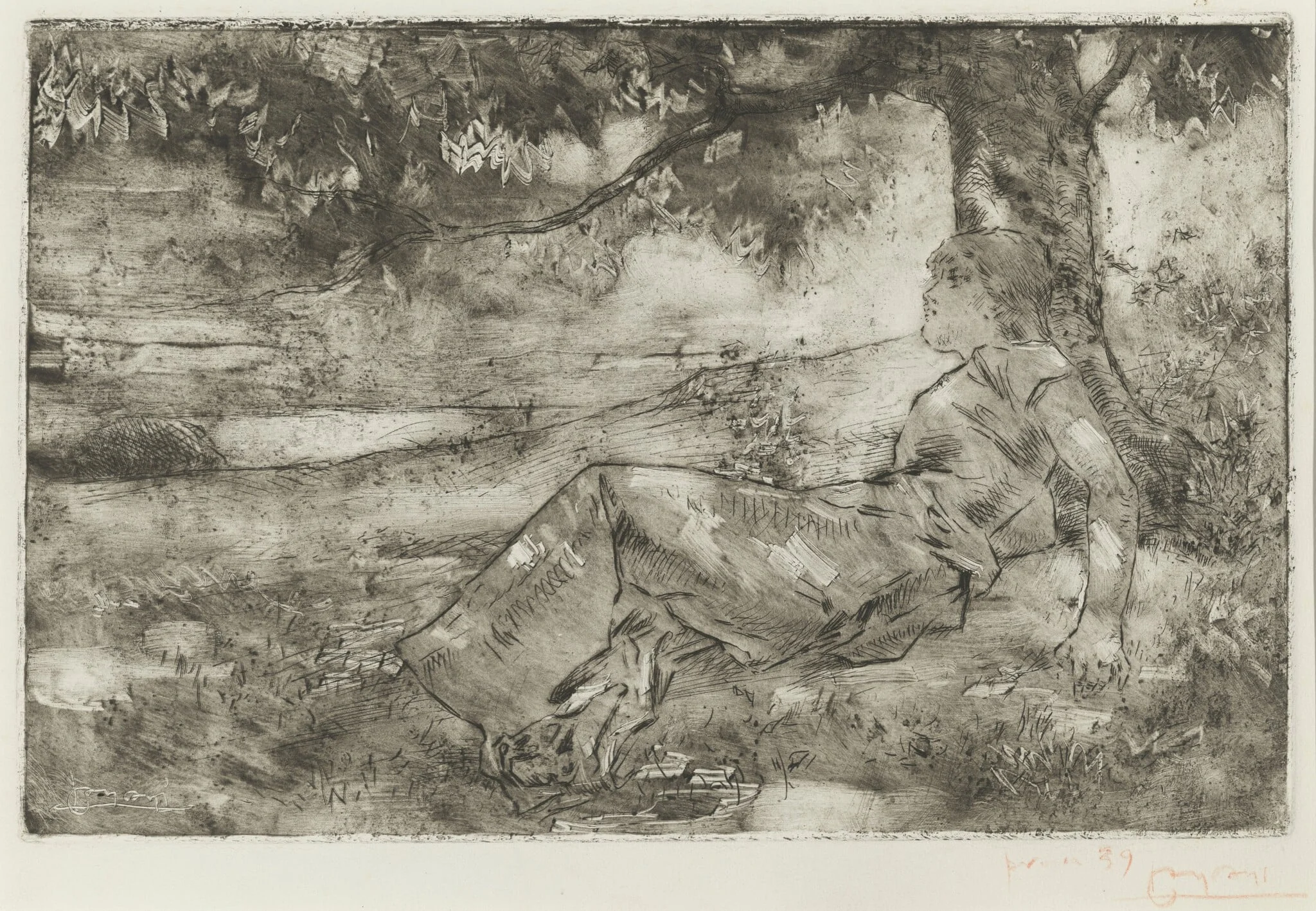 Young Girl under a Tree, detail