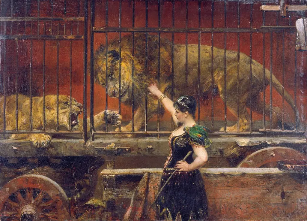 The Jealous Lioness, by Paul Friedrich Meyerheim, oil, 1894