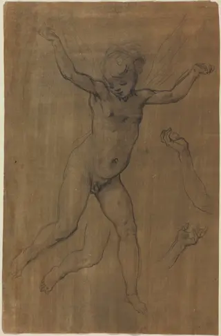 An Angel in Flight, by Jacopo da Empoli, chalk, 1594