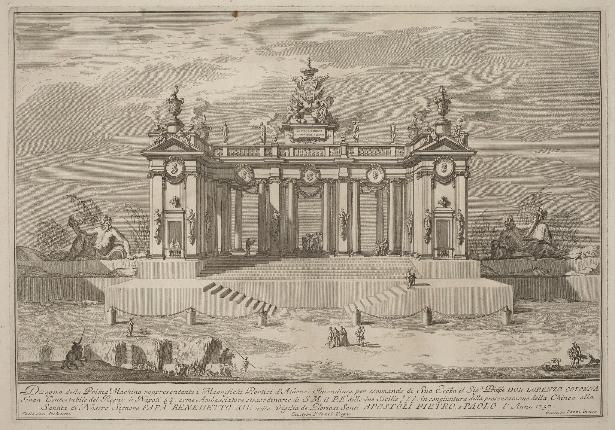 The Prima Macchina for the Chinea of 1757: The Colonnade of the Athenian Lyceum, detail