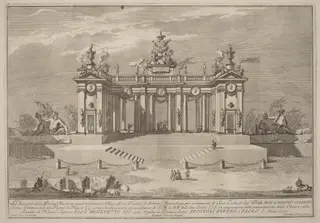 The Prima Macchina for the Chinea of 1757: The Colonnade of the Athenian Lyceum, by Giuseppe Pozzi, ink, 1757