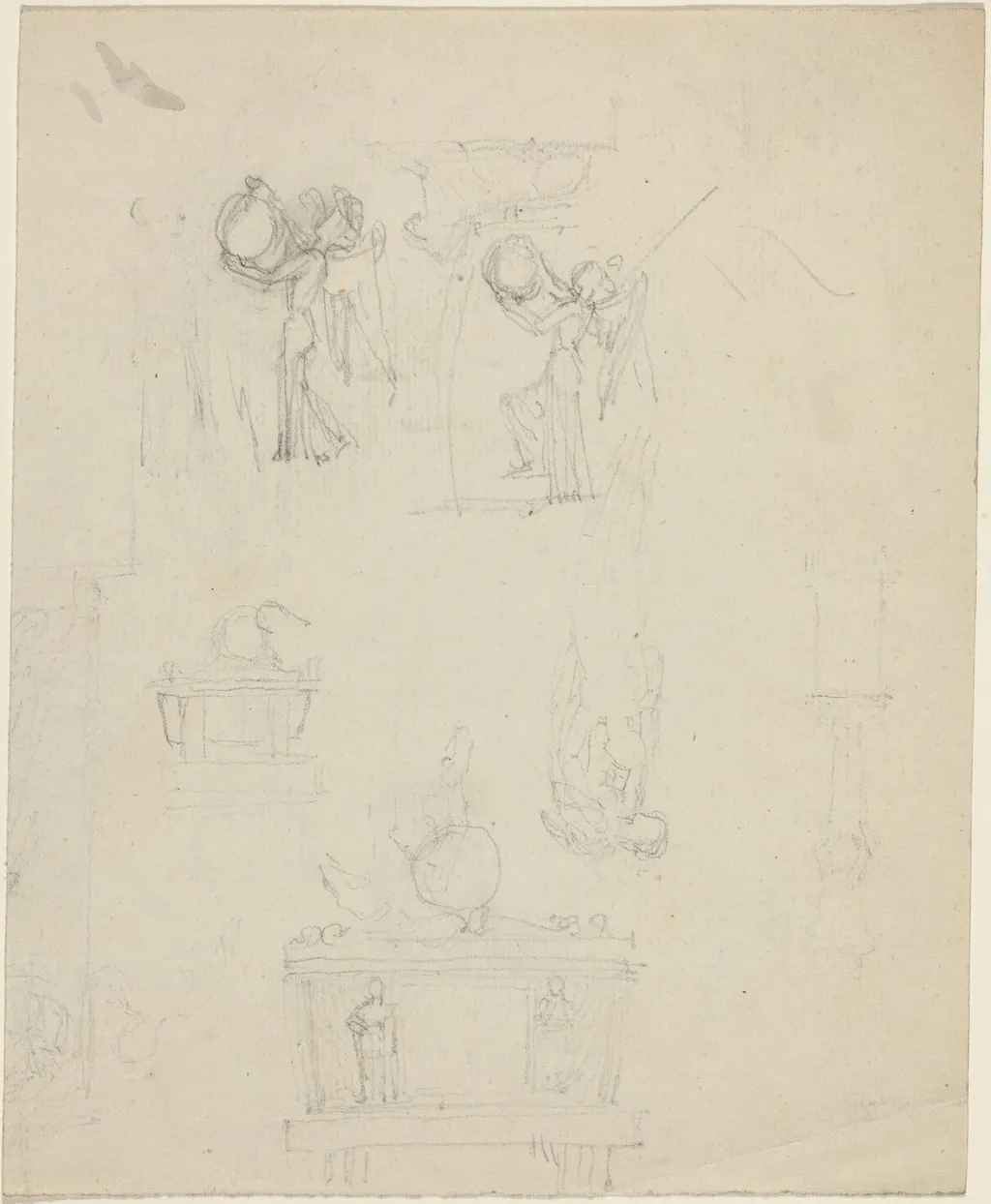 Sheet of Studies [recto and verso], by John Flaxman, graphite, 1790