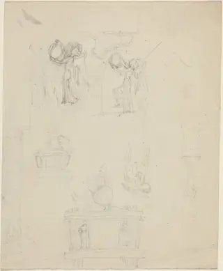 Sheet of Studies [recto and verso], by John Flaxman, graphite, 1790