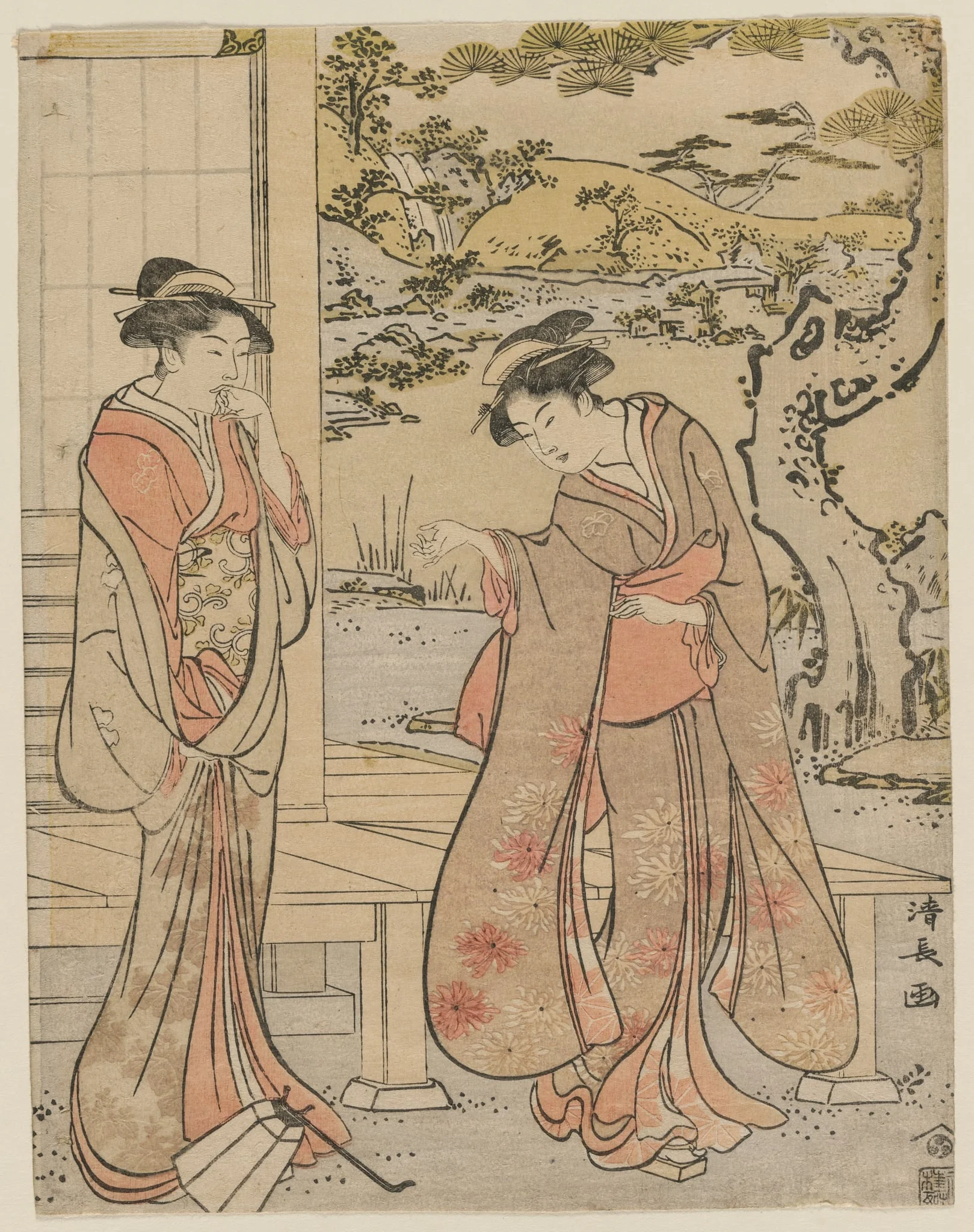 Woman Dropping a Lantern by a Porch, detail