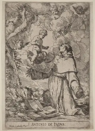 Saint Anthony of Padua, by Giulio Carpioni, ink, 1644
