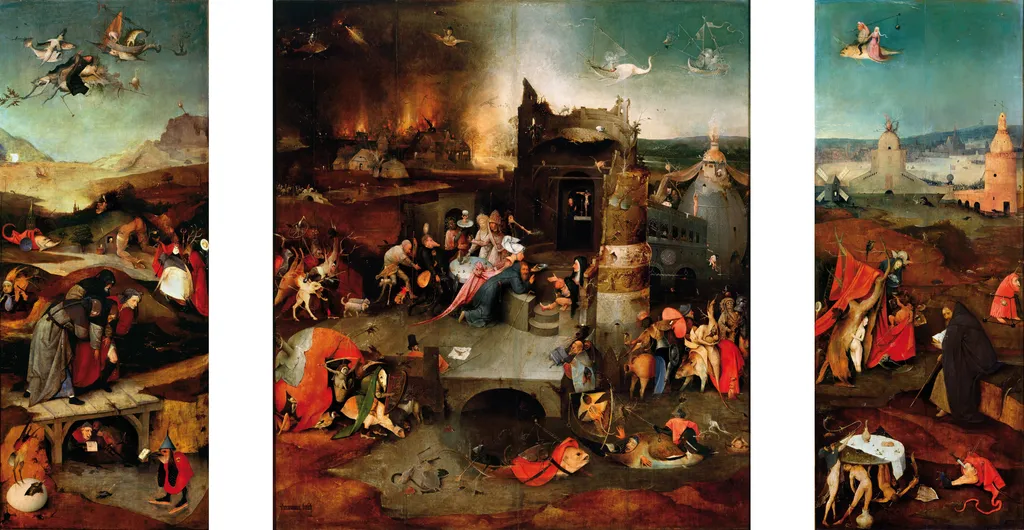 Temptation of Saint Anthony, by Hieronymus Bosch, oil, 1501