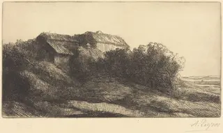 Cottage on a Hillside (Chaumiere sur le coteau), by Alphonse Legros, ink, 1874