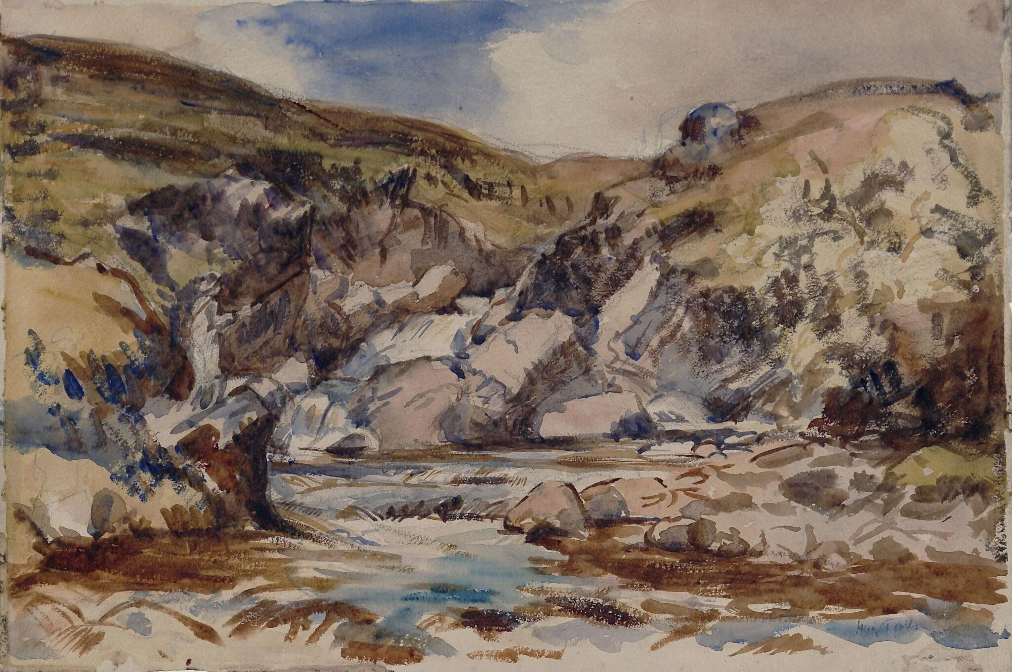 Rocky Landscape with River, detail
