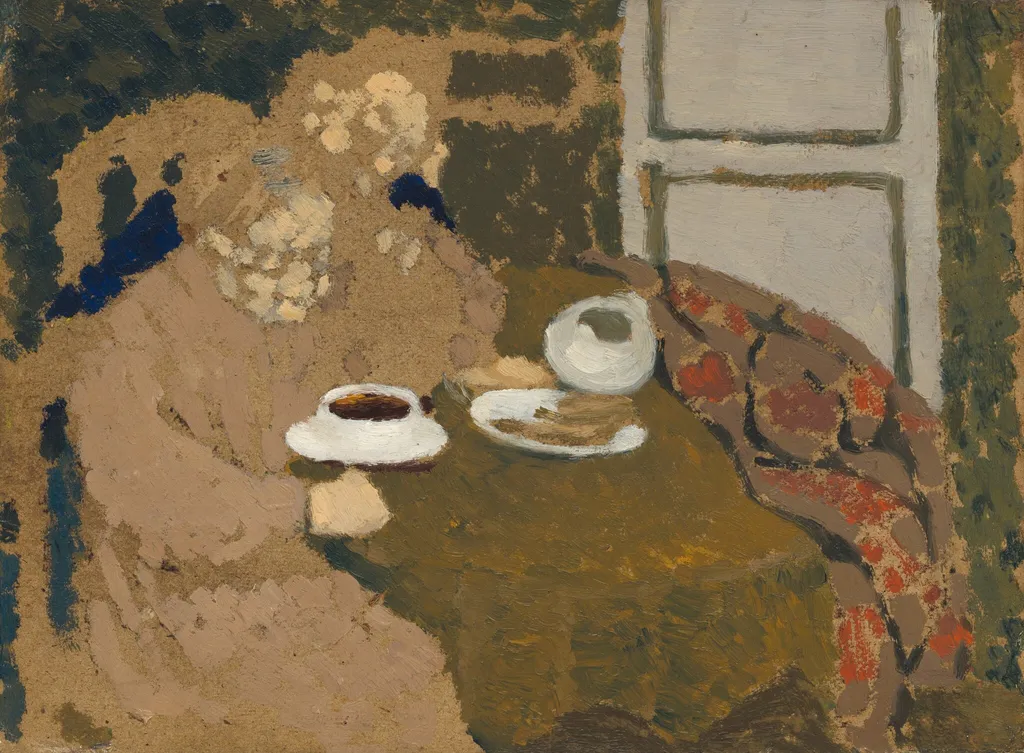 Two Women Drinking Coffee, by Édouard Vuillard, oil, 1893