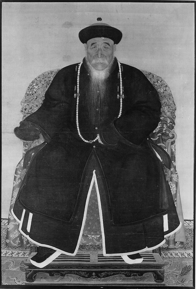 清 佚名 滿清官員像 軸|Portrait of a Manchu Official, detail