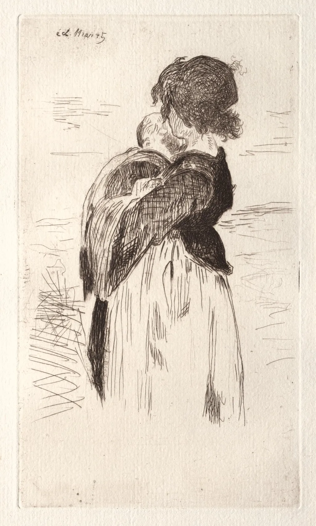 La petite fille tenant un bébé, by Edouard Manet, 1862