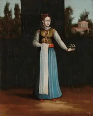 Woman from the Albanian Coast, by Jean Baptiste Vanmour, oil, 1718