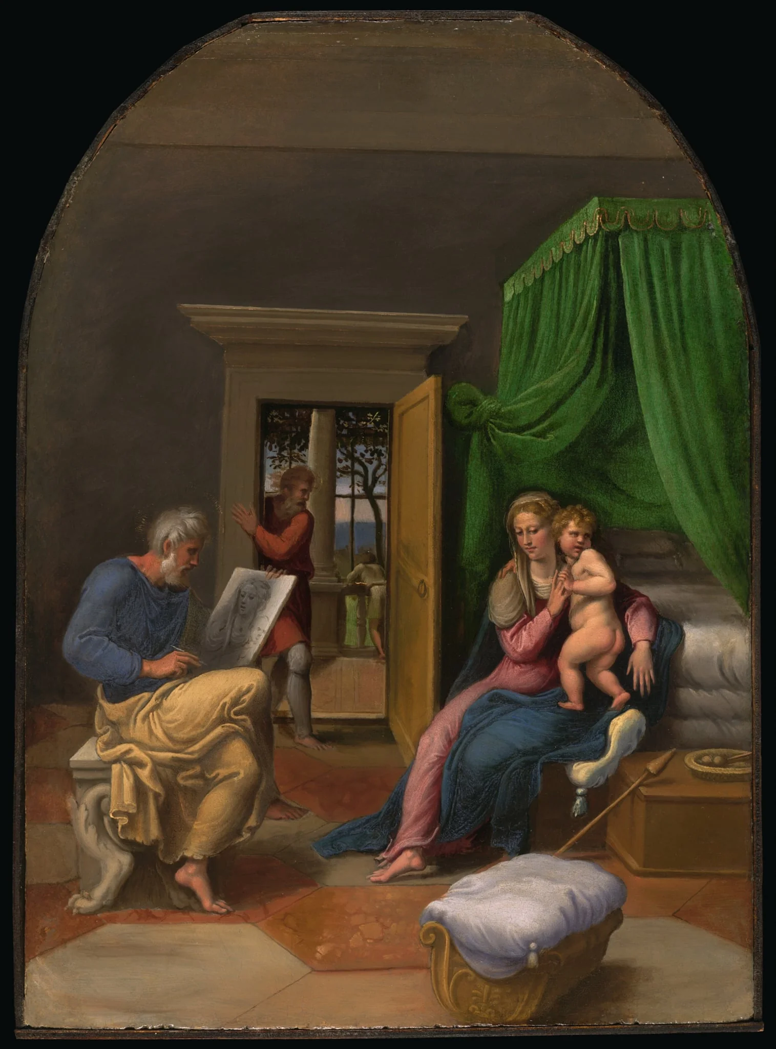 Saint Luke Drawing the Virgin and Christ Child, detail