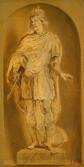Statue of Frederick III in a niche, detail