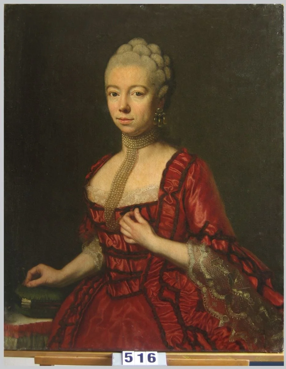 Baroana Sophia Katharina von Brukenthal născută von Klocknern. Pandant: Baronul Samuel von Brukenthal., detail