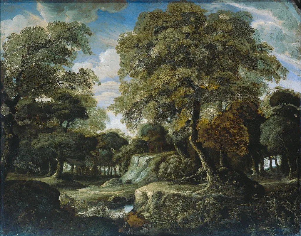 View in the woods, by Jan van der Heyden, unspecified, 1675