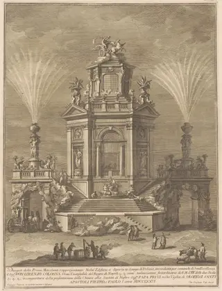 The Prima Macchina for the Chinea of 1776: A Pleasure Palace, by Giuseppe Vasi, ink, 1776